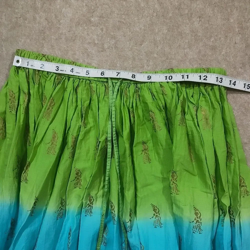 French Laundry Boho Ombre Green and Blue Maxi Skirt #7
